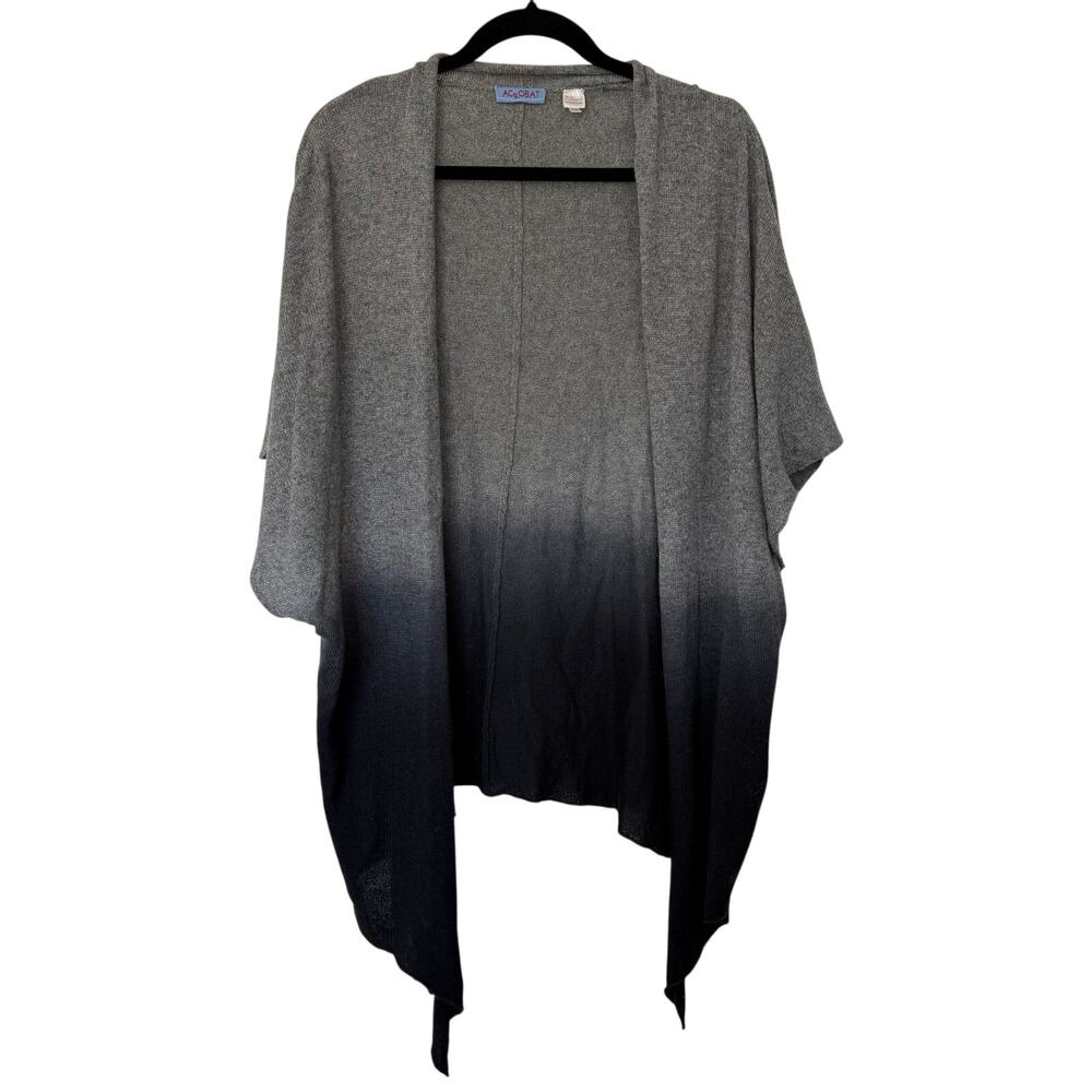 Acrobat (OS) Silk Cashmere Ombré Draped Cardigan Grey Black Boho Shawl Duster